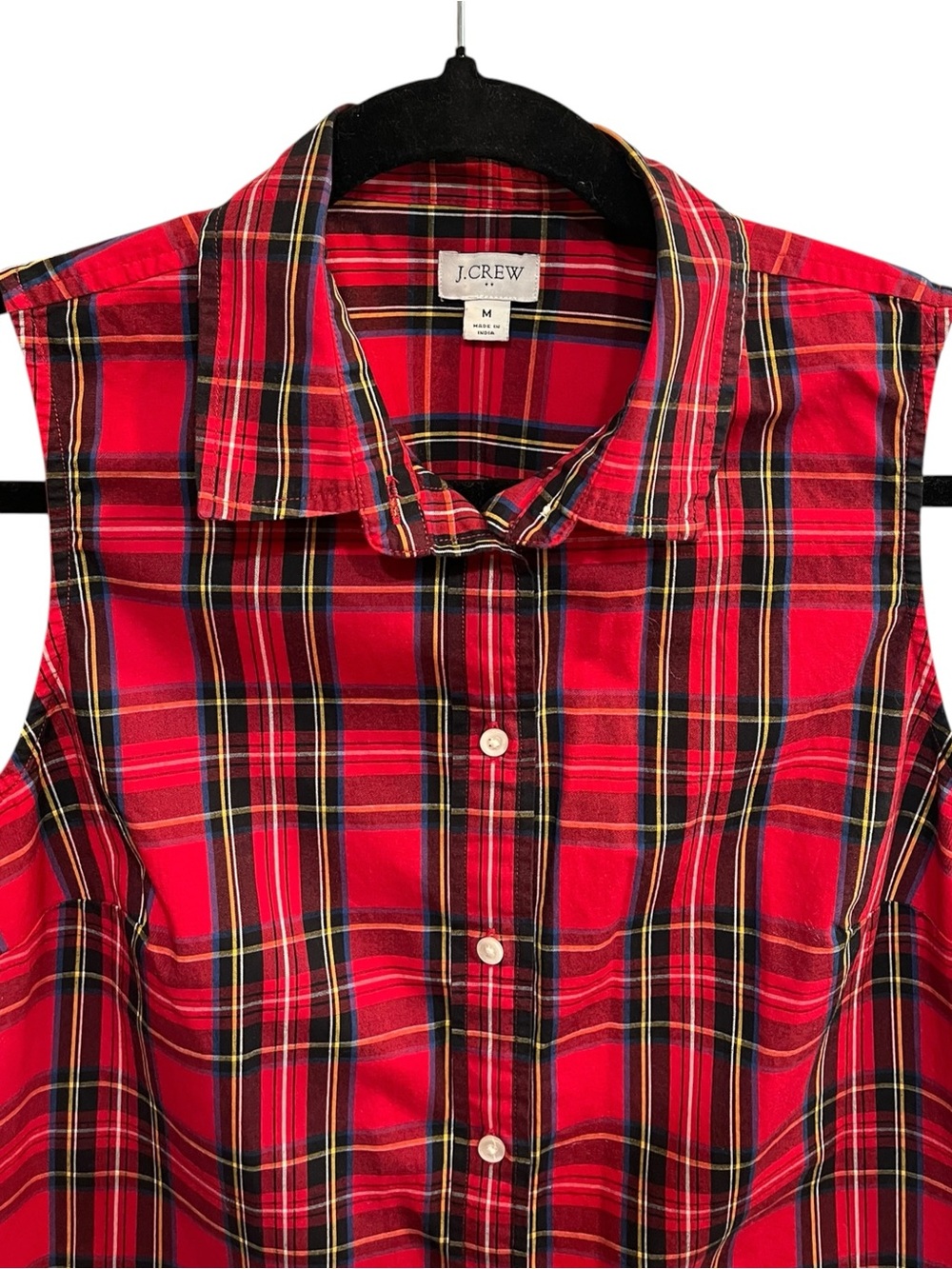 J.Crew Tartan Red Plaid Sleeveless Top - Medium - Picture 3 of 7